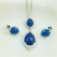SELOVO Women Girls Silver Tone Shinning Cubic Zirconia Dangle Earrings Pendant Jewelry Set 
